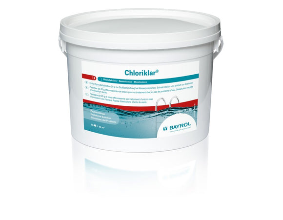 Chloriklar 10kg schnellösliche Chlortabletten Chlor-Sprudeltabletten 20 g zur Stoßbehandlung